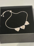 Silver 3 heart bracelet with CZ