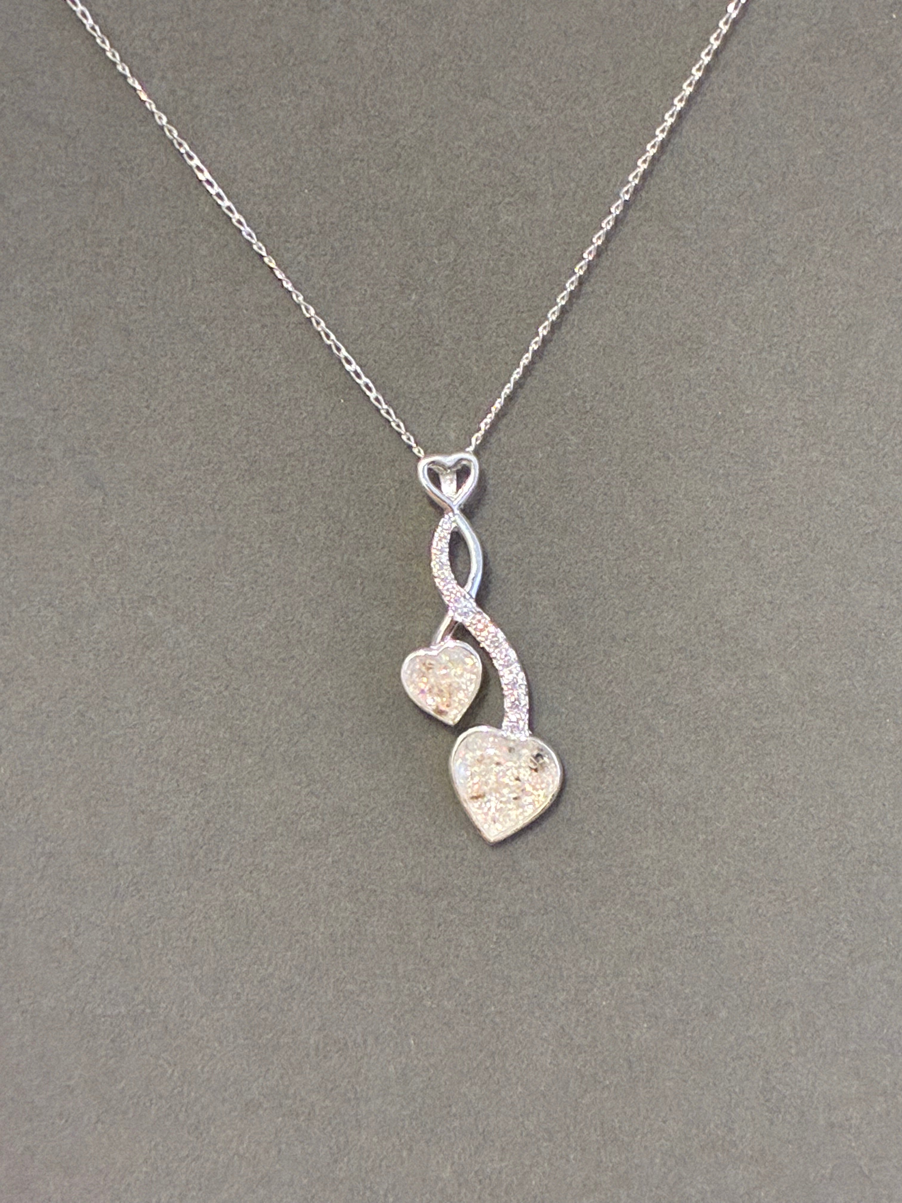 Silver Entwined Hearts With CZ Stones