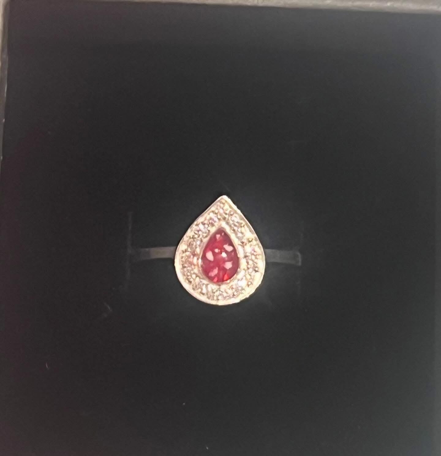 Tear drop cz ring