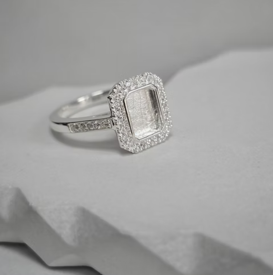 rectangle cz cushion ring