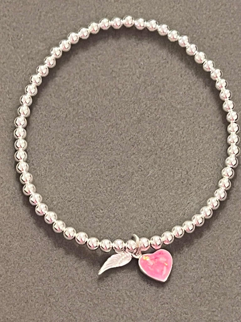 silver ball heart charm bracelet