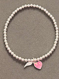 silver ball heart charm bracelet