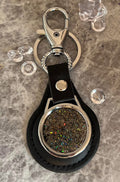 Black leather style keyring